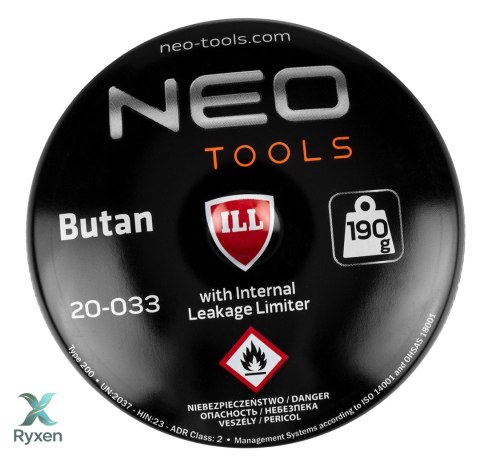 Lampa lutownicza gazowa na naboje 190 g + 4 naboje gazowe nabijane NEO TOOLS