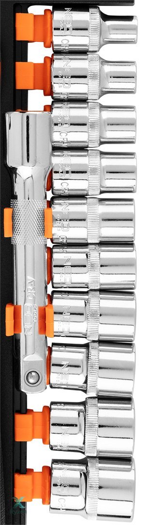 Zestaw kluczy nasadowych 1/2", 12 szt., CrV NEO TOOLS