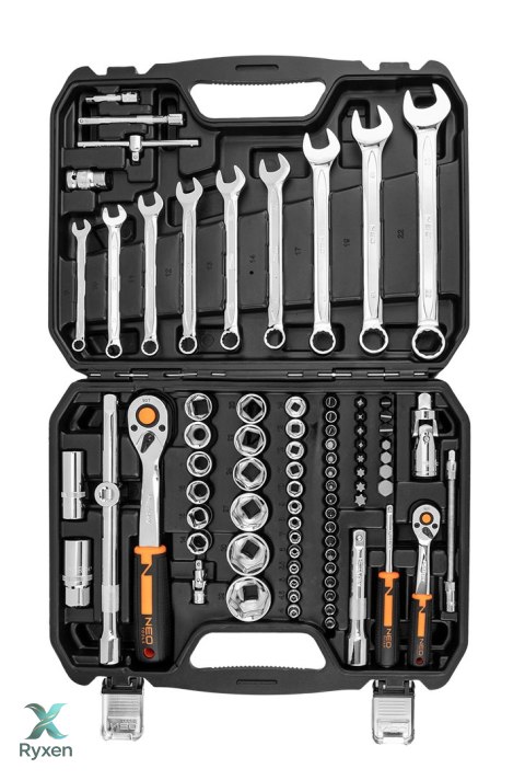 Zestaw kluczy nasadowych 1/2", 1/4", 82 szt., CrV NEO TOOLS