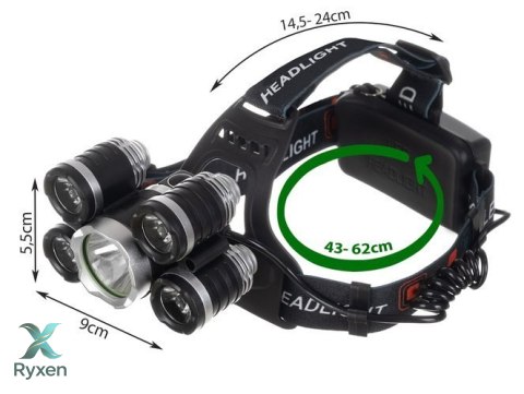 Latarka czołowa 5 x LED T6 CREE TRIZAND