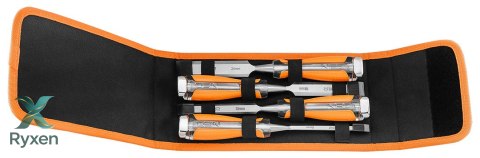 Dłuta 6, 12, 18, 24, zestaw 4 szt. Uchwyt dwukomponentowy. Pakowane w etui NEO TOOLS