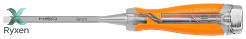 Dłuta 6, 12, 18, 24, zestaw 4 szt. Uchwyt dwukomponentowy. Pakowane w etui NEO TOOLS