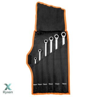 Klucze oczkowe z grzechotką, długie, zestaw 6 szt., 8 - 19 mm, miękkie etui NEO TOOLS