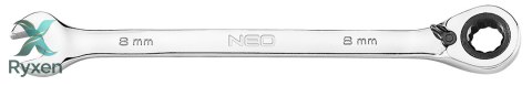 Klucze płasko-oczkowe z grzechotką i przełącznikiem, zestaw 12 szt., 8 - 19 mm, miękkie etui NEO TOOLS