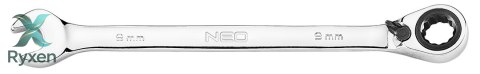 Klucze płasko-oczkowe z grzechotką i przełącznikiem, zestaw 12 szt., 8 - 19 mm, miękkie etui NEO TOOLS
