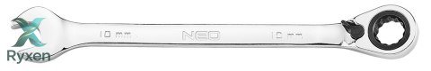 Klucze płasko-oczkowe z grzechotką i przełącznikiem, zestaw 12 szt., 8 - 19 mm, miękkie etui NEO TOOLS