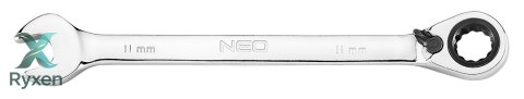 Klucze płasko-oczkowe z grzechotką i przełącznikiem, zestaw 12 szt., 8 - 19 mm, miękkie etui NEO TOOLS