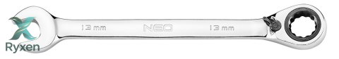 Klucze płasko-oczkowe z grzechotką i przełącznikiem, zestaw 12 szt., 8 - 19 mm, miękkie etui NEO TOOLS