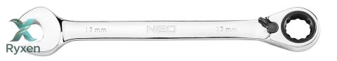 Klucze płasko-oczkowe z grzechotką i przełącznikiem, zestaw 12 szt., 8 - 19 mm, miękkie etui NEO TOOLS
