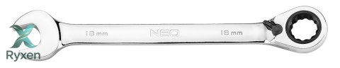 Klucze płasko-oczkowe z grzechotką i przełącznikiem, zestaw 12 szt., 8 - 19 mm, miękkie etui NEO TOOLS