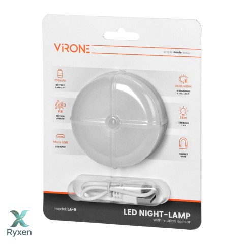 Lampka nocna LED z czujnikiem ruchu, ładowalna, samoprzylepna, 3000/6000K Orno