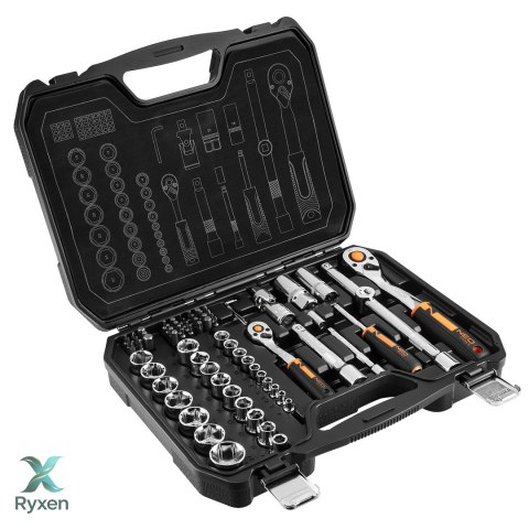 Zestaw kluczy nasadowych 1/2", 1/4", 73 szt., CrV NEO TOOLS