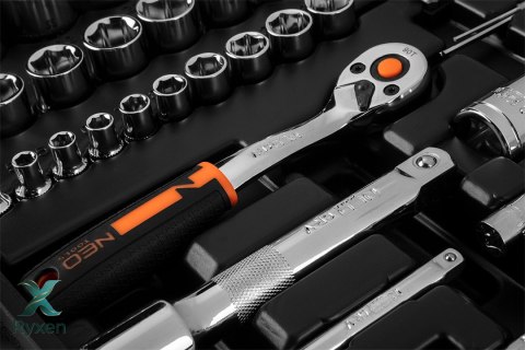Zestaw kluczy nasadowych 1/2", 1/4", 73 szt., CrV NEO TOOLS