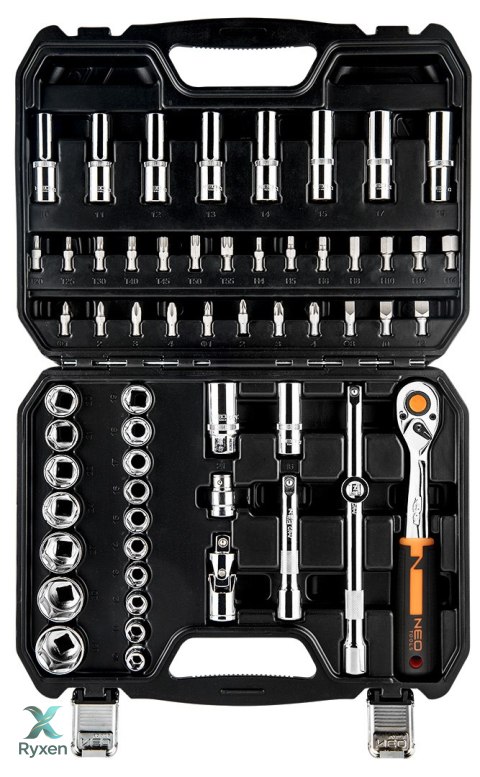 Zestaw kluczy nasadowych 1/2", 58 szt., CrV NEO TOOLS