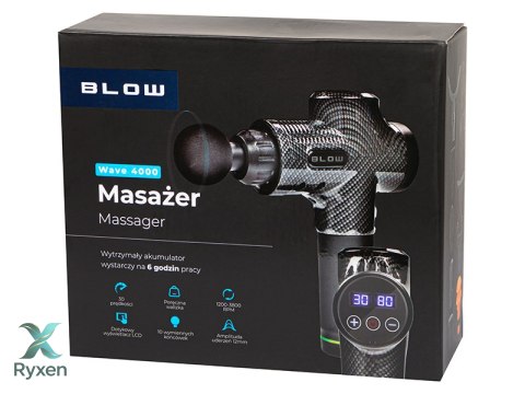 44-340# Pistolet do masażu masażer blow wave 4000 + 10 końcówek + walizka Blow