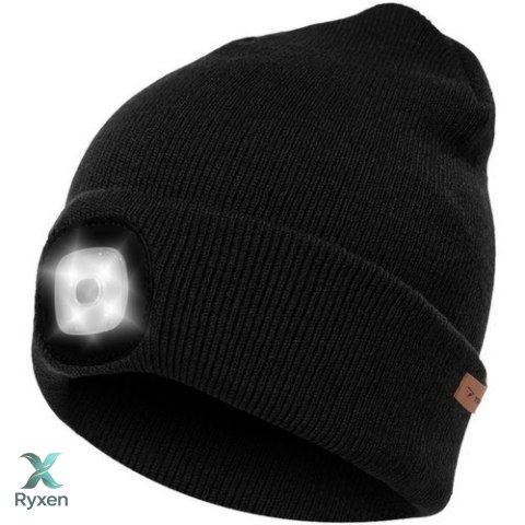 Czapka zimowa z latarką- czarna Trizand 22663 TRIZAND