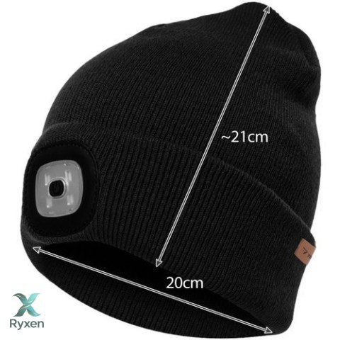 Czapka zimowa z latarką- czarna Trizand 22663 TRIZAND