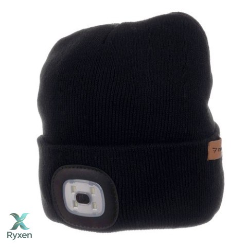 Czapka zimowa z latarką- czarna Trizand 22663 TRIZAND