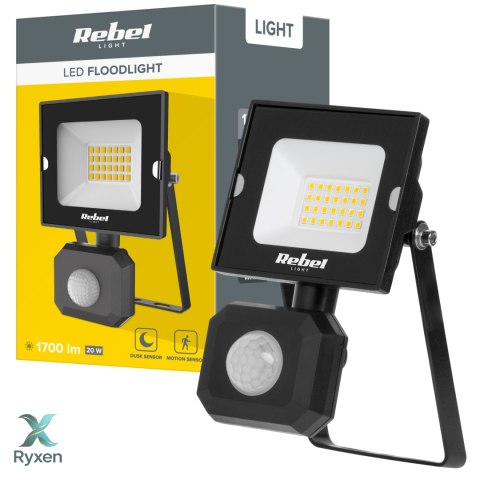 Reflektor LED naświetlacz Rebel 20W z sensorem ruchu i zmierzchu, 4000K, 230V Rebel