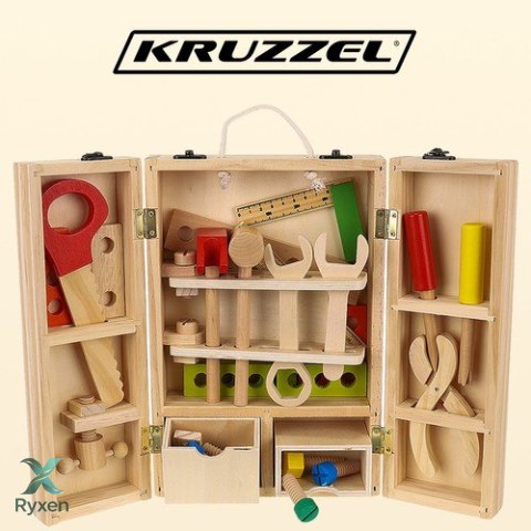 Skrzynka + zestaw narzędzi drewnianych 22697 KRUZZEL