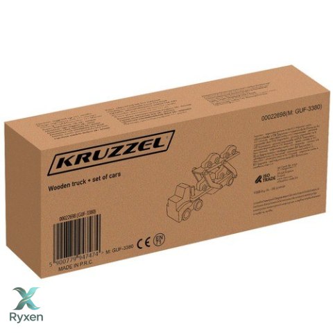 Tir drewniany - laweta + zestaw autek 22698 KRUZZEL