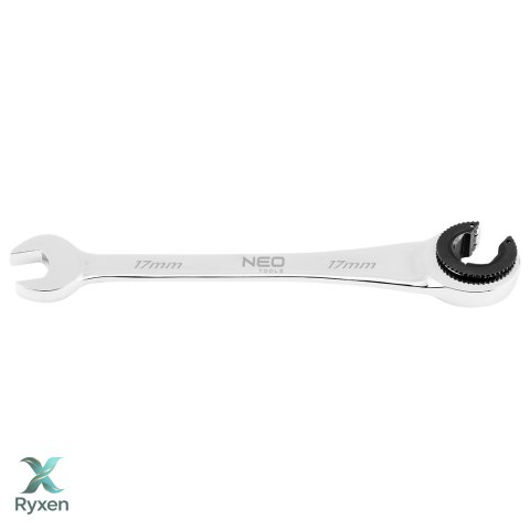 Klucz płasko-oczkowy, rozcięty z grzechotką, 17 mm NEO TOOLS