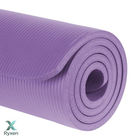Mata gimnastyczna do ćwiczeń joga, pilates, fitness, 183x61cm, grubość 1.5cm, materiał NBR, fioletowa, REBEL ACTIVE Rebel