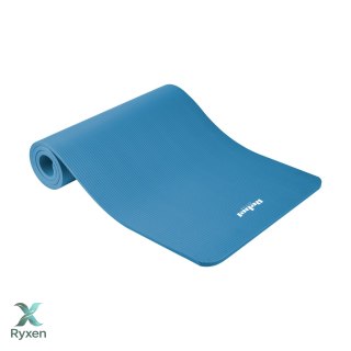 Mata gimnastyczna do ćwiczeń joga, pilates, fitness, 183x61cm, grubość 1.5cm, materiał NBR, niebieska, REBEL ACTIVE Rebel