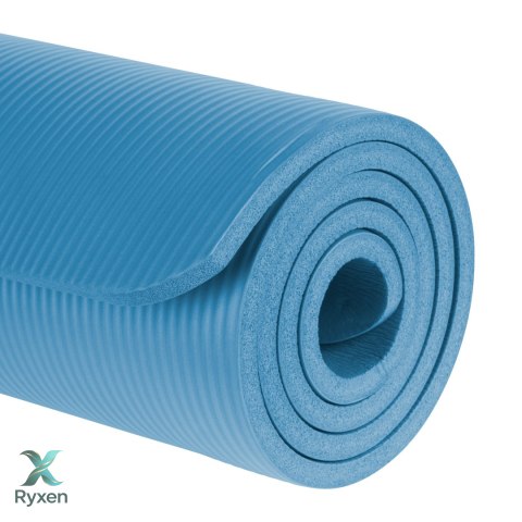 Mata gimnastyczna do ćwiczeń joga, pilates, fitness, 183x61cm, grubość 1.5cm, materiał NBR, niebieska, REBEL ACTIVE Rebel