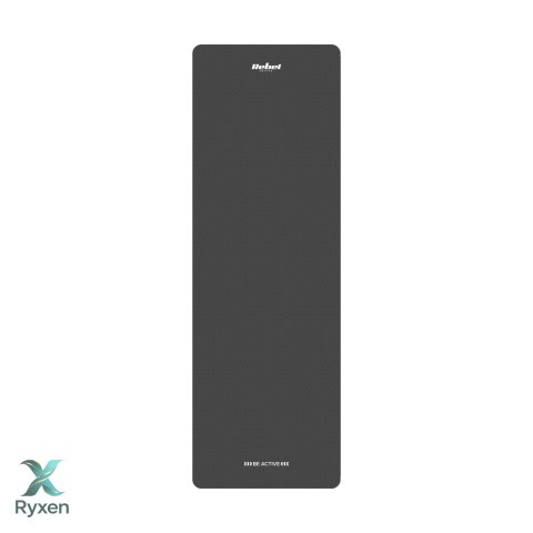 Mata gimnastyczna do ćwiczeń joga, pilates, fitness, 183x61cm, grubość 6mm, materiał TPE, czarna, REBEL ACTIVE Rebel