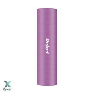 Mata gimnastyczna do ćwiczeń joga, pilates, fitness, 183x61cm, grubość 6mm, materiał TPE, fioletowa, REBEL ACTIVE Rebel