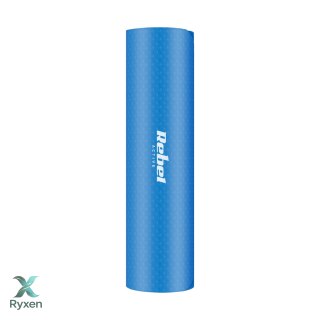Mata gimnastyczna do ćwiczeń joga, pilates, fitness, 183x61cm, grubość 6mm, materiał TPE, niebieska, REBEL ACTIVE Rebel