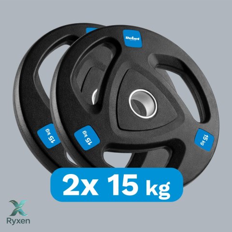 Obciążenie żeliwne olimpijskie gumowane zestaw 2x15kg, otwór 51mm , REBEL ACTIVE Rebel