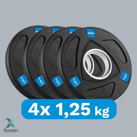 Obciążenie żeliwne olimpijskie gumowane zestaw 4x1.25kg, otwór 51mm , REBEL ACTIVE Rebel