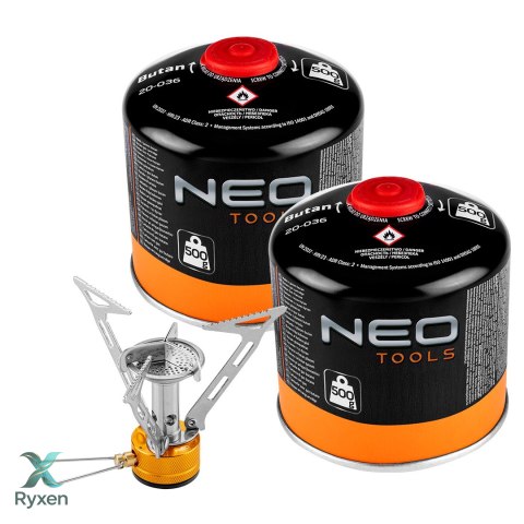 Palnik gazowy turystyczny + 2 naboje z gazem 20-036 NEO TOOLS