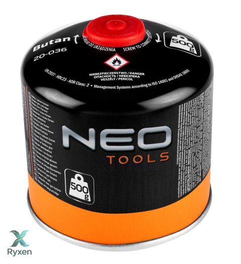 Palnik gazowy turystyczny + 2 naboje z gazem 20-036 NEO TOOLS