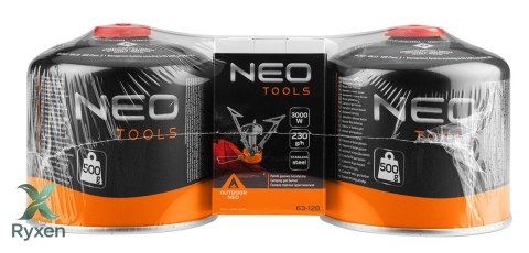 Palnik gazowy turystyczny + 2 naboje z gazem 20-036 NEO TOOLS