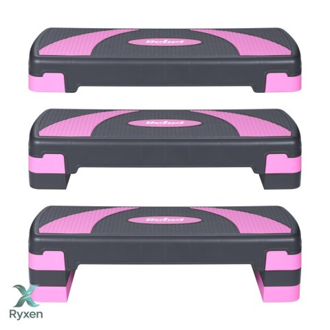 Step do aerobiku i ćwiczeń fitness, 3 stopnie, 78cm, szaro-fioletowy, REBEL ACTIVE Rebel