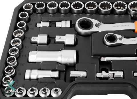 Zestaw nasadek przelotowych 1/4", 3/8", 46 szt., CrV NEO TOOLS